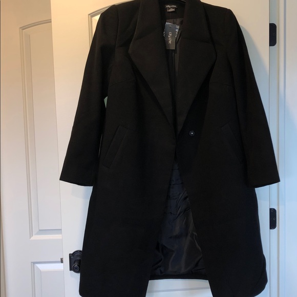 City Chic Simple Wrap Coat. Black Sz Small NWT. - Picture 2 of 6